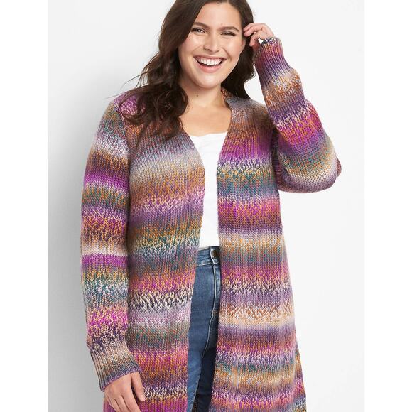 Lane Bryant Plus Size 14 16 Open Front Spacedye Cardigan Sweater - Picture 1 of 6
